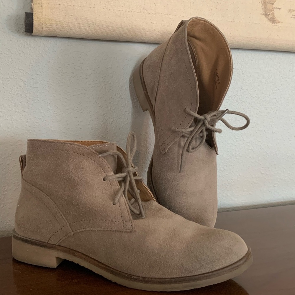 Lucky Brand, Neutral Suede Lace-Up Booties